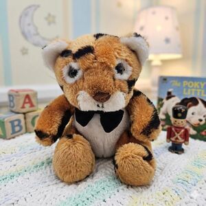 Vintage Russ Berrie Tugs Tiger Plush, 90s Nostalgia Toy, Bowtie Mascot